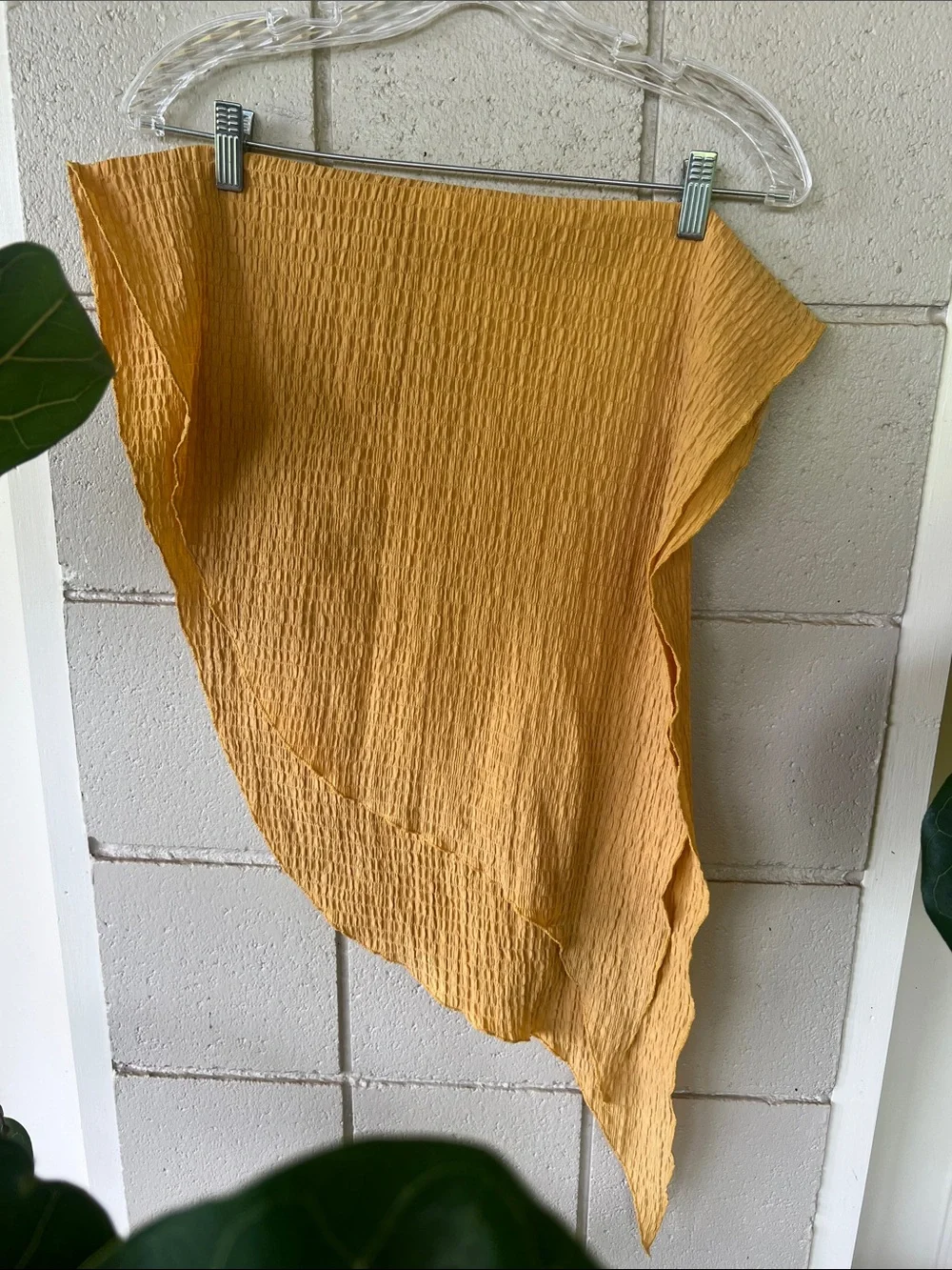 Montce Textured Mini Skirt sarong in Muted Mustard Gold
